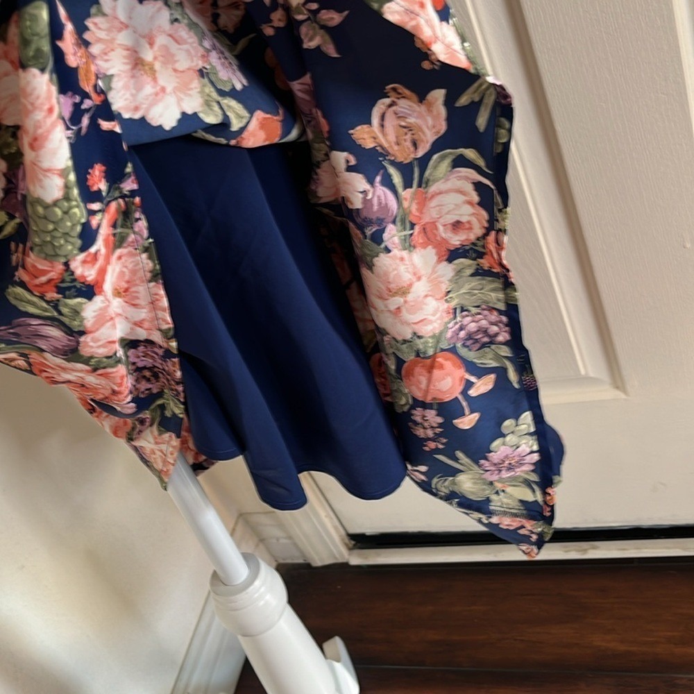 Abercrombie & Fitch Floral Asymmetric Hem Midi Dress Wedding Guest sz XL NWOT - Picture 7 of 13